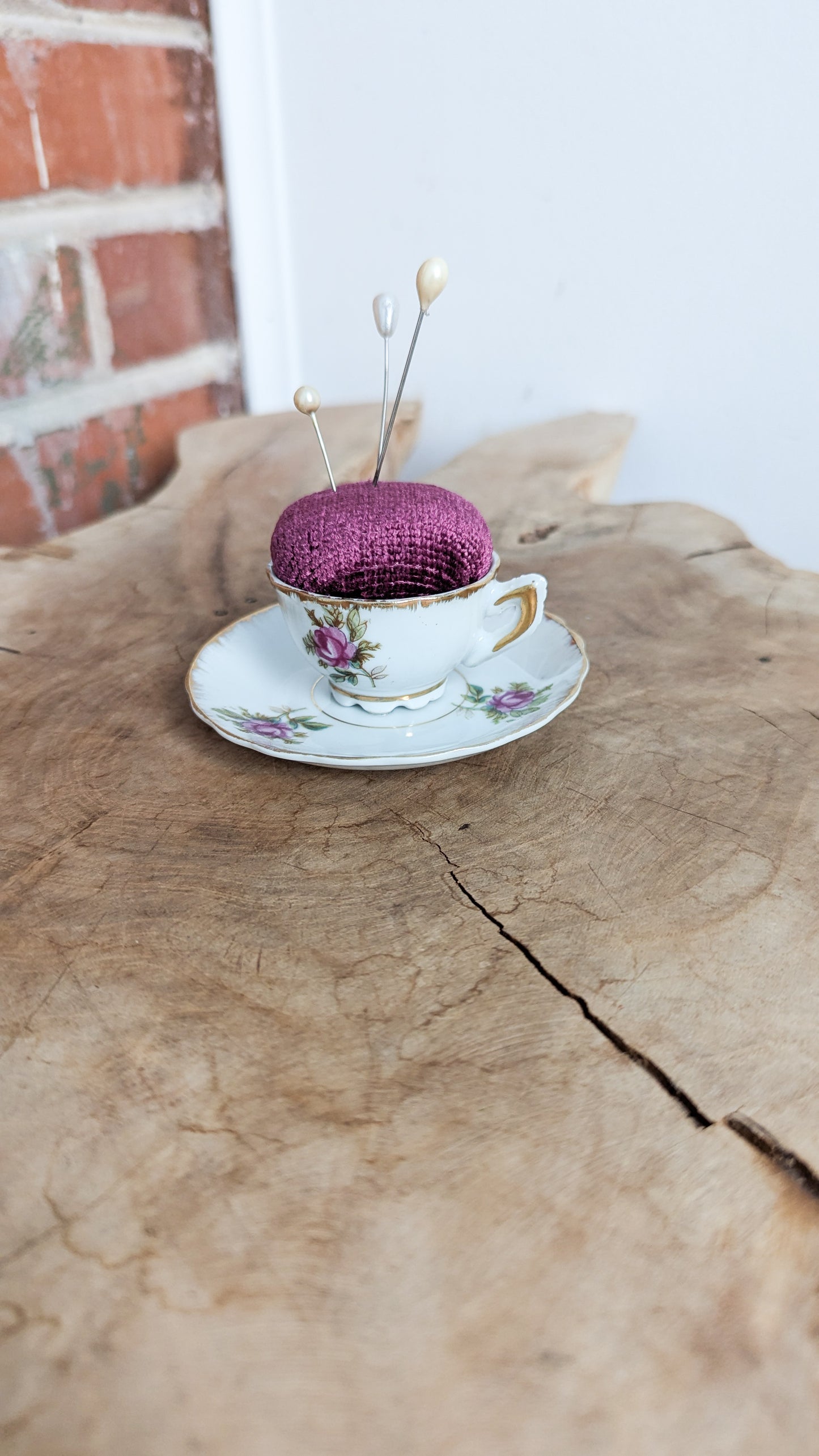 ROSE TEA CUP PINCUSHION