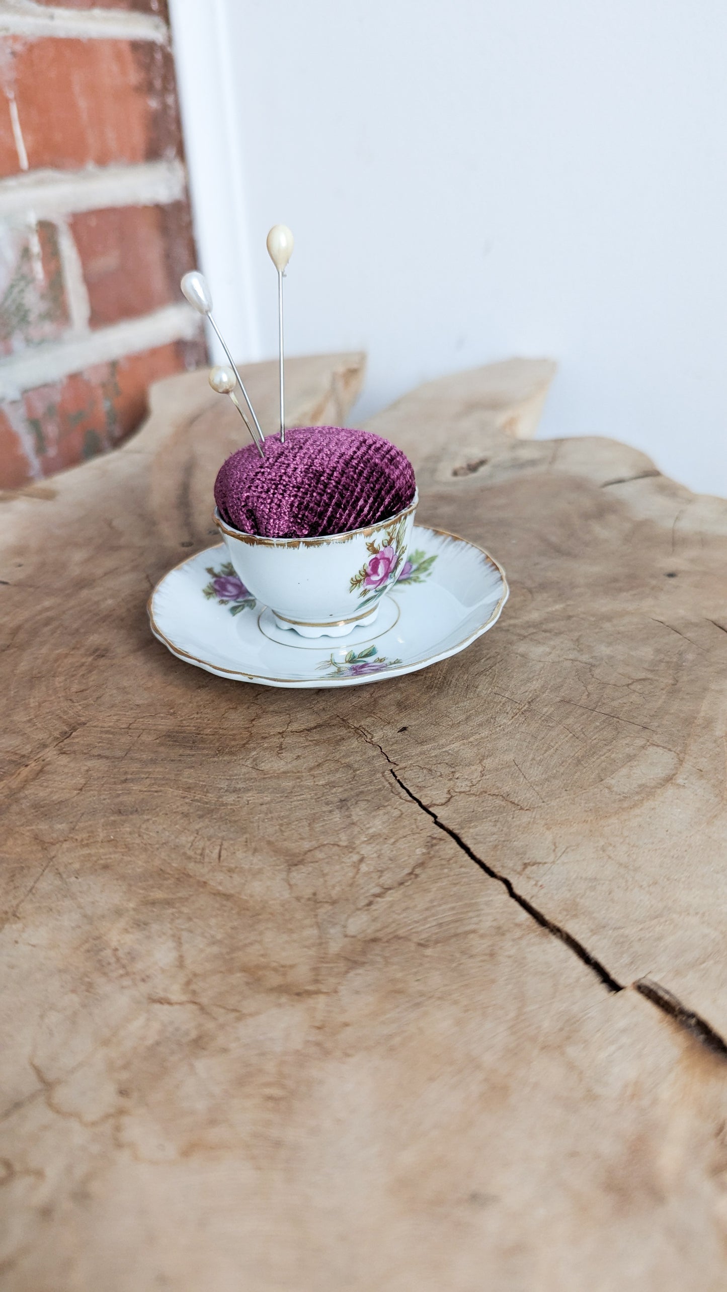 ROSE TEA CUP PINCUSHION