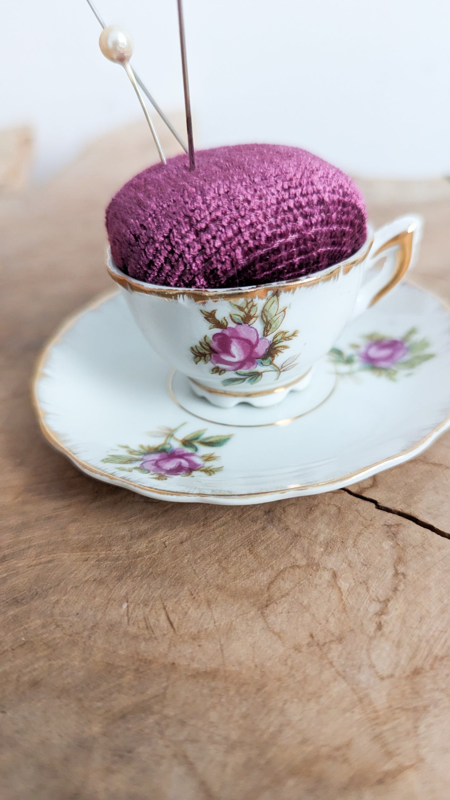 ROSE TEA CUP PINCUSHION