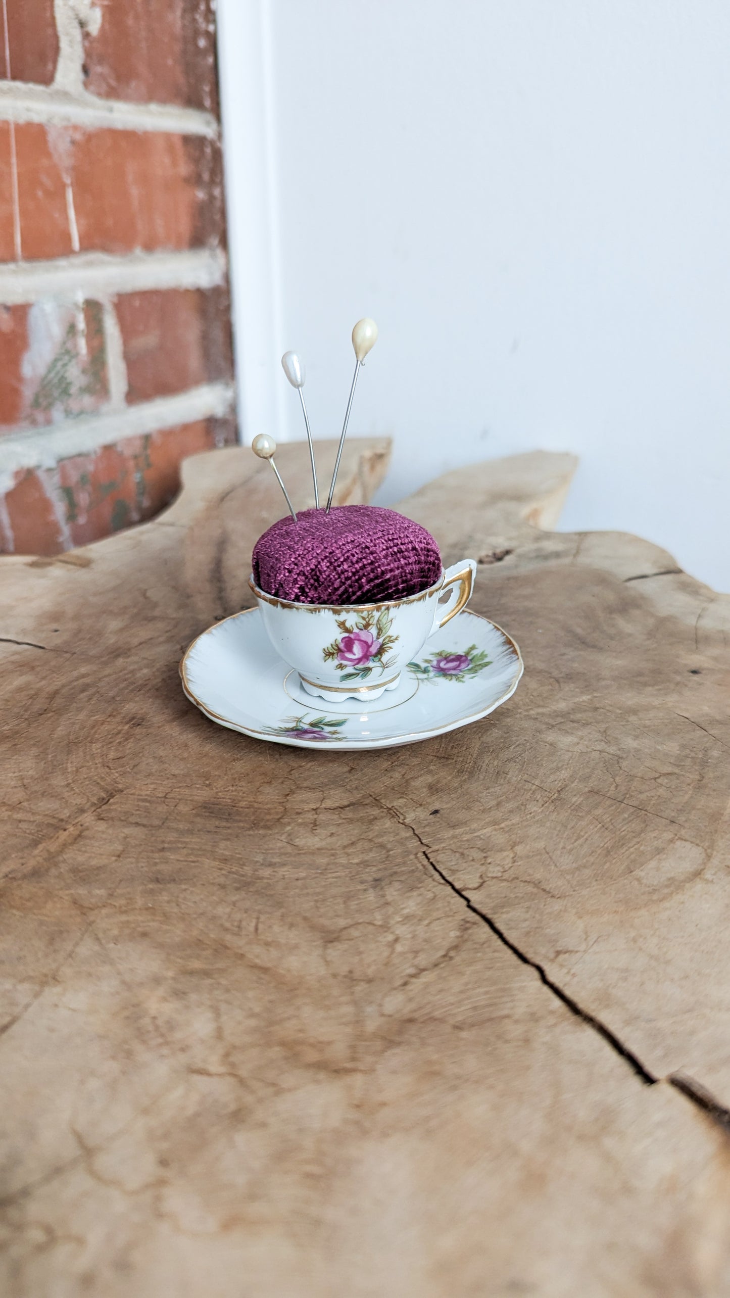 ROSE TEA CUP PINCUSHION