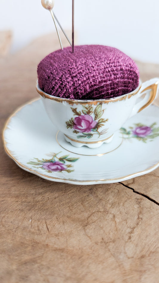 ROSE TEA CUP PINCUSHION