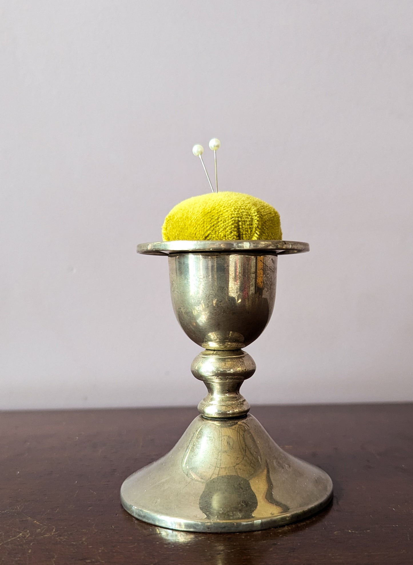 SILVER CANDLESTICK PINCUSHION