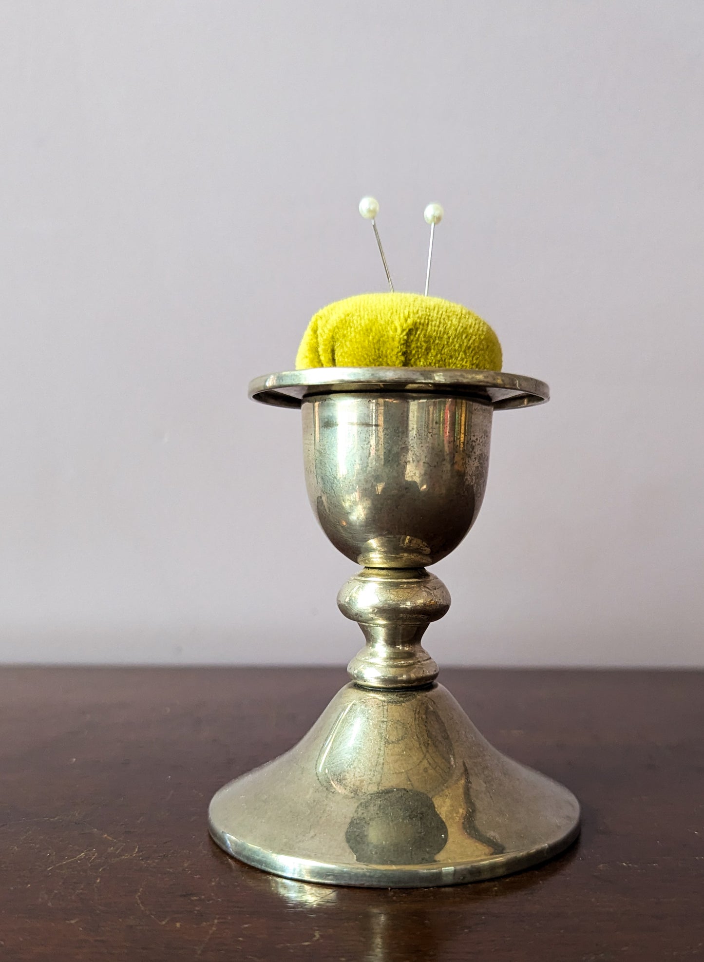 SILVER CANDLESTICK PINCUSHION